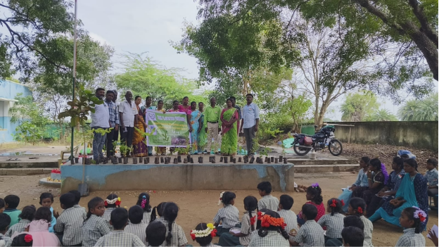 Public receiving tree saplings